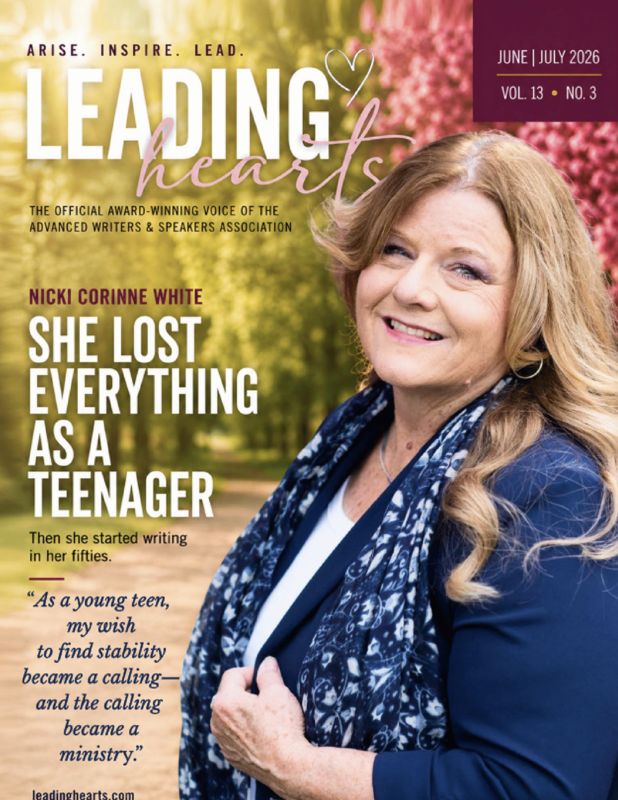 Read more about the article She Lost Everything as a Teenager. She Didn’t Start Writing Until Her 50s.” — Inside the June/July Issue of Leading Hearts